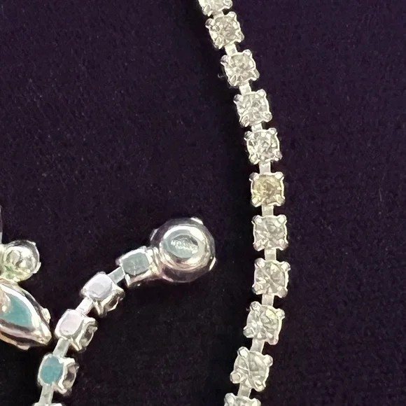 Vintage Signed B David Blue AB Rhinestone Necklace & Earring Set - Picture 4 of 5